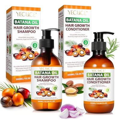 Batana Oil Shampoo and Conditioner Set,Batana With Onion Shampoo for Hair Growth for Thinning Hair and Hair Loss, Hair Growth Shampoo and Conditioner Set for All Style Hair for Men Women