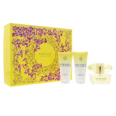 Versace Yellow Diamond for Women - 3 Pc Gift Set 1.7oz EDT Spray, Perfumed Shower Gel, Body Lotion