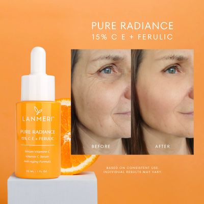 Vitamin C Serum With Ferulic Acid CE Ferulic Face Serum With 15 Ascorbic Acid, Vitamin E, Hyaluronic Acid - Vit C Serum for Deep Hydration, Brightening, Anti-aging, Anti Wrinkle, Skin Repair 1 Fl Oz
