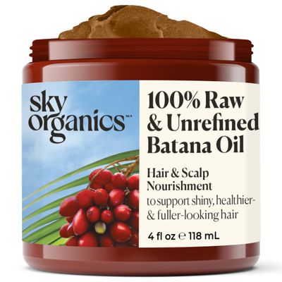 Sky Organics - Batana Oil, 4 fl oz - 100 Raw Unrefined - Hair Scalp Nourishment - Fatty Acids, Antioxidants, Vitamins - Sourced from Honduras - Vegan Cruelty Free - Hair Care Self Care