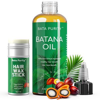 Organic Batana Oil for Hair Growth - Natural Honduran Batana Oil, Deep Hydration, Nourishes Scalp, Promotes Healthy Hair Growth Thickness, Includes Wax Stick for Styling