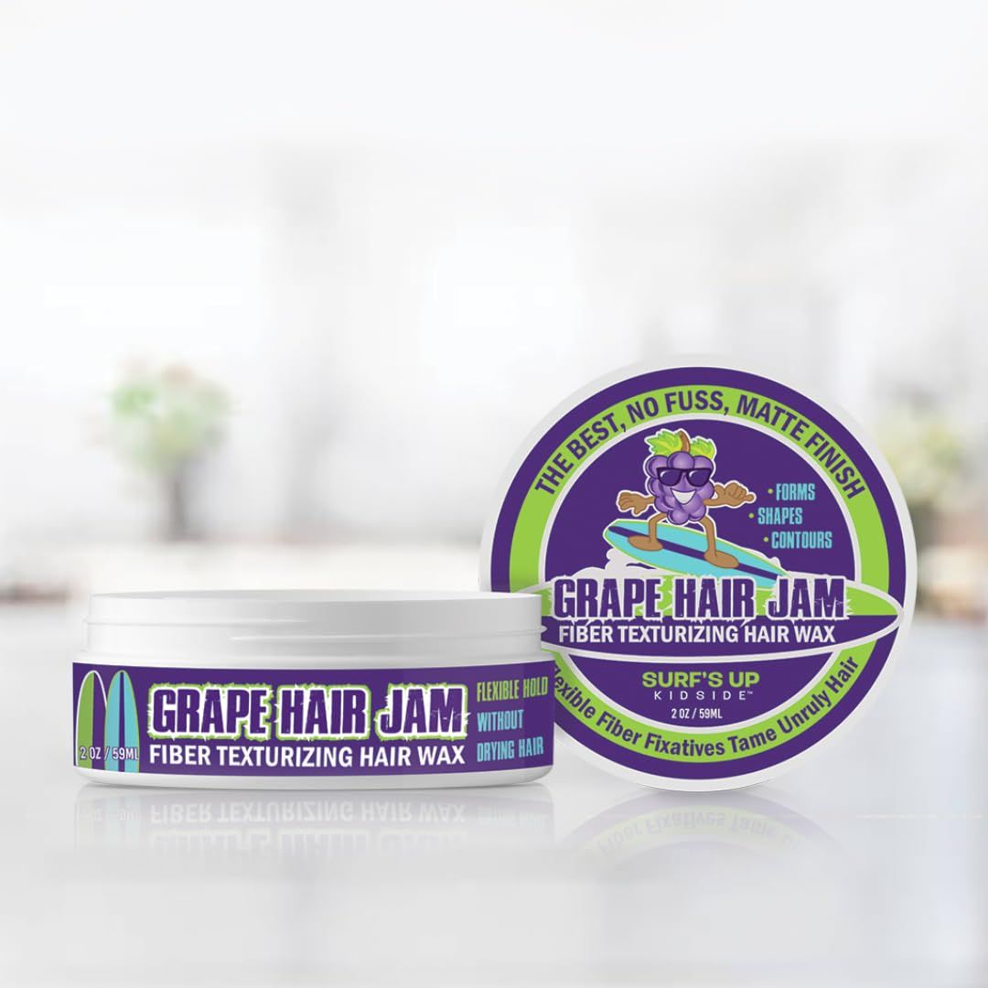 Surfs Up Grape Hair Jam The Best, No Fuss, Matte Finish Hair Texturizing Wax Salon Grade Fresh off the Vine Grape Fragrance kids and adults LOVE! 2 OZ