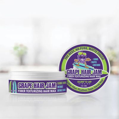 Surfs Up Grape Hair Jam The Best, No Fuss, Matte Finish Hair Texturizing Wax Salon Grade Fresh off the Vine Grape Fragrance kids and adults LOVE! 2 OZ