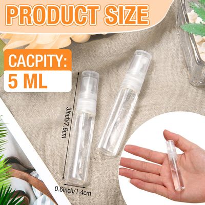 Tanlade 300 Pcs Mini Spray Bottles Clear Refillable Glass Perfume Bottles Fragrance Scent Sample Perfume Atomizer Glass Empty Travel Sprayer Pocket Dispenser Refillable Container (5ml)