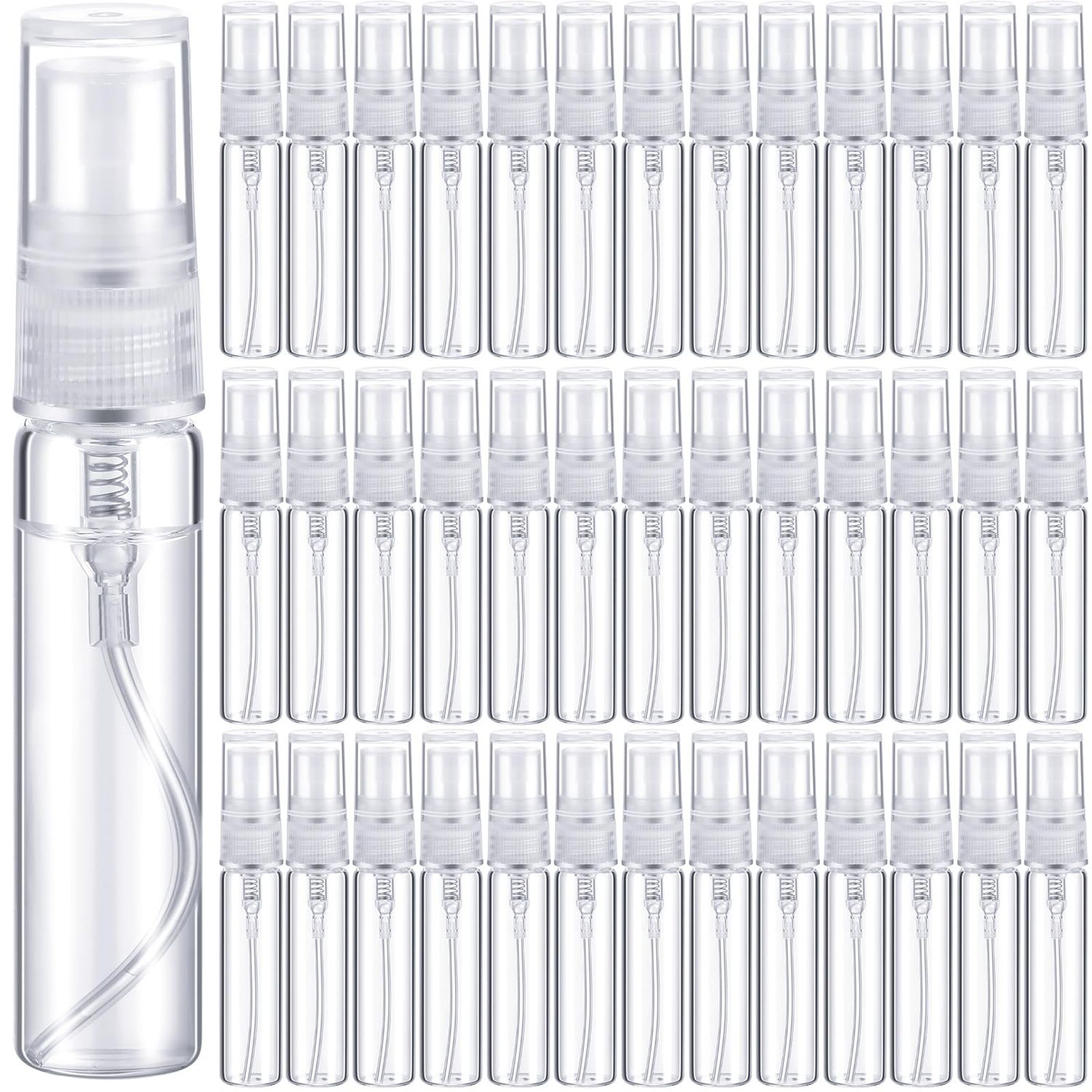 Tanlade 300 Pcs Mini Spray Bottles Clear Refillable Glass Perfume Bottles Fragrance Scent Sample Perfume Atomizer Glass Empty Travel Sprayer Pocket Dispenser Refillable Container (5ml)