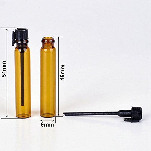 Enslz Amber Glass Mini Perfume Sample Bottle 100 Pcs Vials Refillable Empty Travel Cosmetic Liquid Oil Fragrance Packing Bottles Container Tubes (2ml)