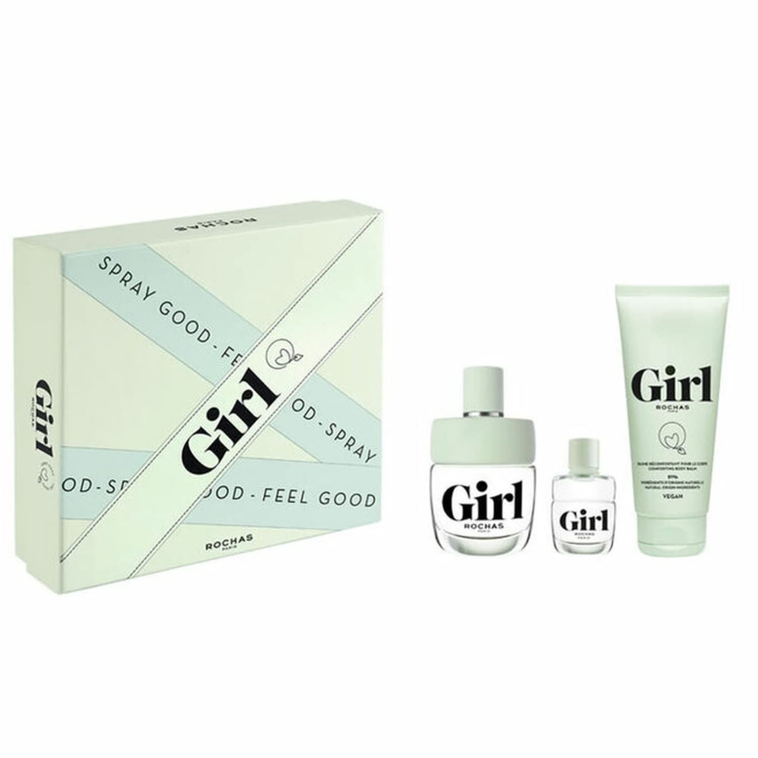 ROCHAS GIRL, EDT SPRAY 3.4 OZ SHOWER GEL 3.4 OZ EDT SPRAY 0.15 OZ MINI