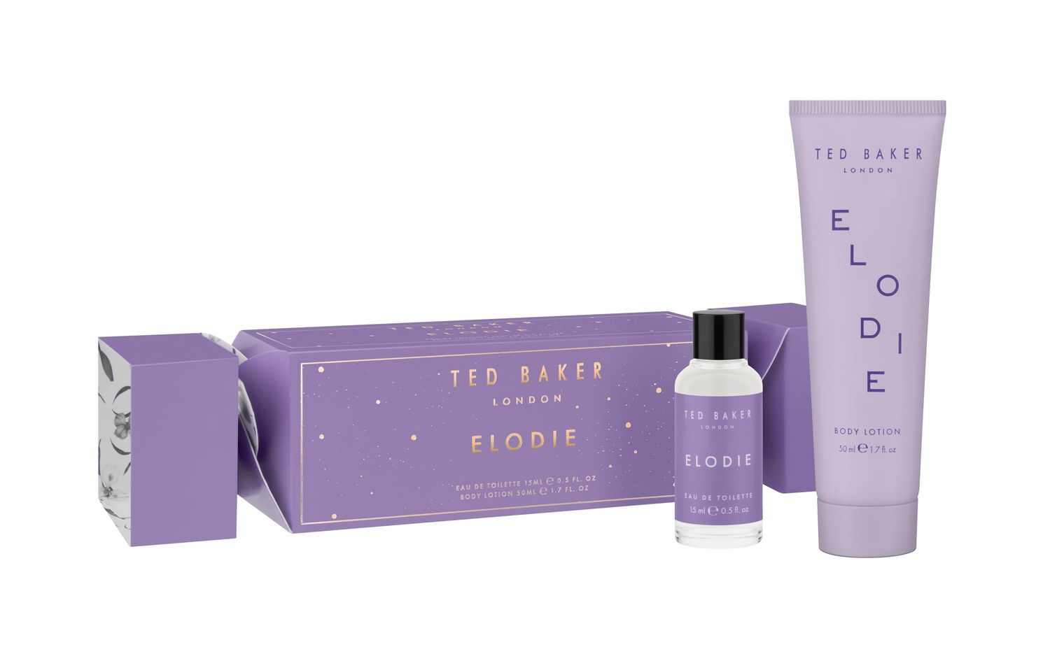Ted Baker Elodie Cracker, Elodie fragrance EDT with top notes of pink pepper and bergamot 0.53 fl oz and body lotion 1.69 fl oz, Gift set