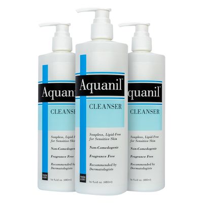 Person Covey Aquanil Cleanser - Lipid-Free Sensitive Skin Cleanser, Non-Comedogenic Gentle Cleanser - Soap Free Cleanser with 7 Ingredients, Fragrance-Free Skin Care Cleanser - 3 Pack, 16 Fl. Oz.