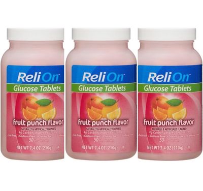 Relion Glucose Tablets - Fruit Punch Flavor - 50 Counts (3 Pack)