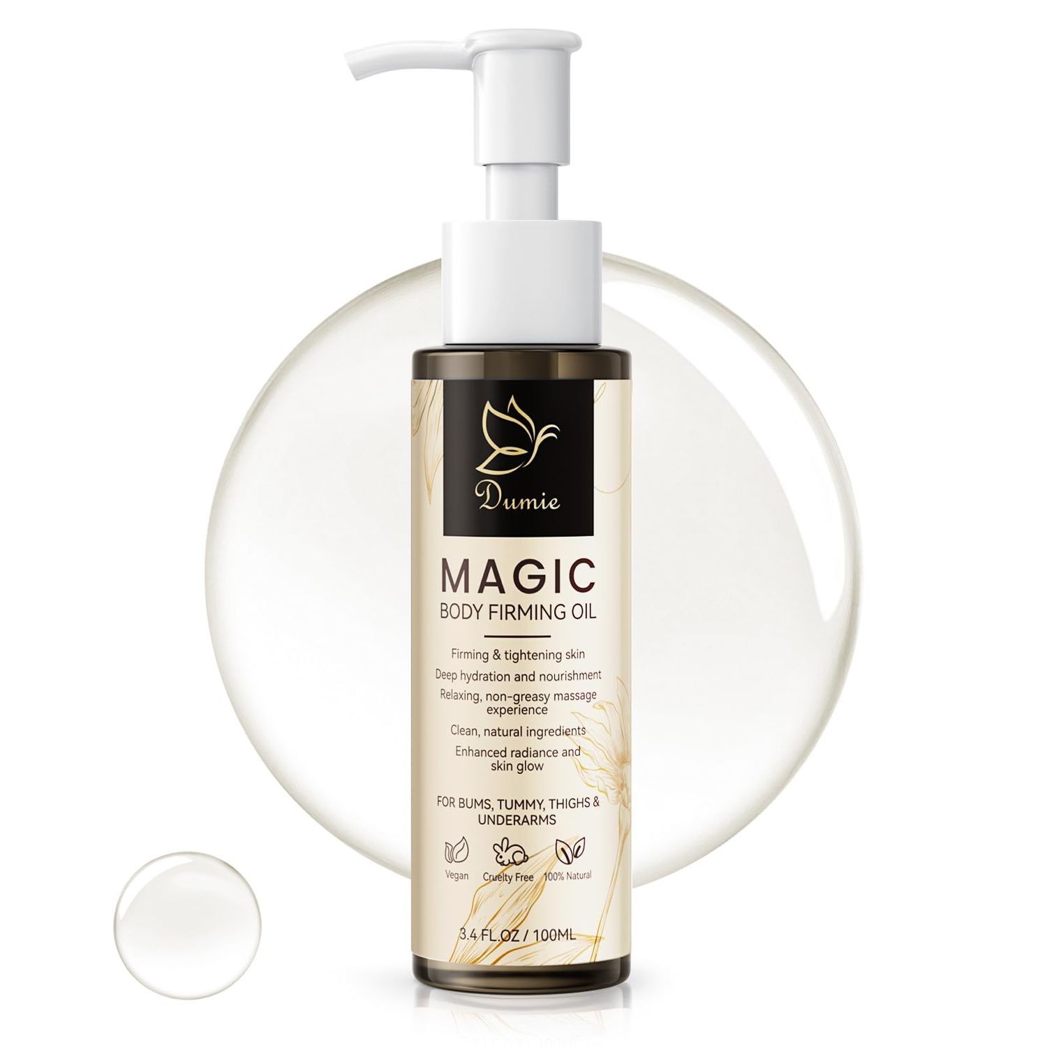 Magic Body Firming Oil, 3.38 FL OZ, Post-Shower Body Oil for Women - Natural, Fragrance-Free, with Jojoba Oil to Tighten, Hydrate Nourish Dry Skin, Lightweight Non-Greasy for Full Body Use