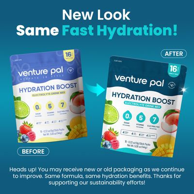 Venture Pal Sugar Free Electrolyte Powder Packets - Liquid Daily IV Hydration Packets Electrolytes Drink Mix with 5 Vitamins 7 Electrolytes Keto Friendly Non-GMO Certified Vegan 16 Sticks
