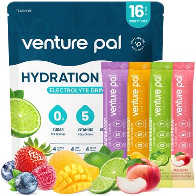 Venture Pal Sugar Free Electrolyte Powder Packets - Liquid Daily IV Hydration Packets Electrolytes Drink Mix with 5 Vitamins 7 Electrolytes Keto Friendly Non-GMO Certified Vegan 16 Sticks