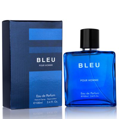 Bleu for Men Eau De Parfum - Blend of Citrusy Top Notes, Aromatic Spices Warm Woody Undertones - Combination of Grapefruit, Lemon, Mint Pink Pepper - Elegant 3.4fl Oz Bottle - Versatile Gift