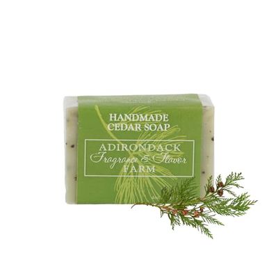 Adirondack Fragrance Flavor Farm ADK Natural Cedar Soap Bar 4 oz., Handmade Vegan Olive Oil Body Soap for Dry and Sensitive Skin, Moisturising for Men, Women Babies