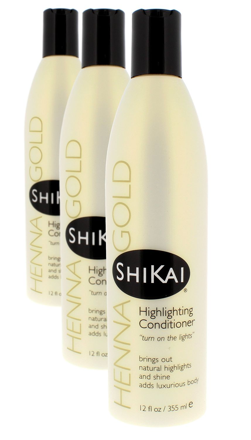 Shikai - Henna Gold Highlighting Conditioner, Brings Out Natural Highlights Shine, Adds Luxurious Body, Plant-Based Formula with Non-Coloring Henna (Natural Fragrance, 12 fl oz, Pack of 3)