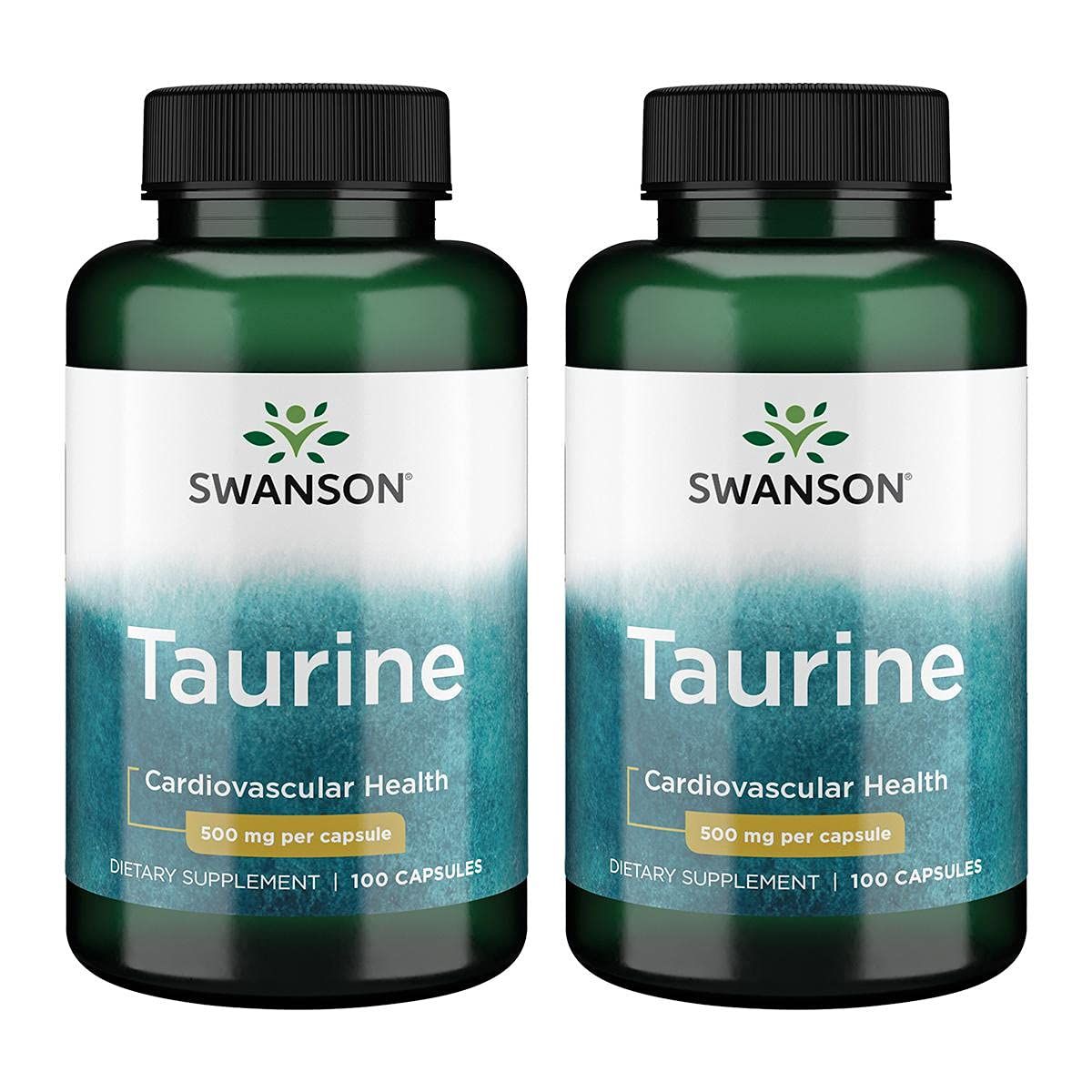 Swanson Taurine - Amino Acid Supplement Promoting Energy Production &#39;&#39; Electrolyte Balance - Natural Formula Supporting Heart Health &#39;&#39; Wellness - (100 Capsules, 500mg Each) 2 Pack