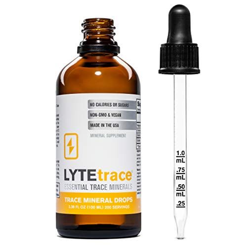 Trace Mineral Drops by LyteTrace 100ml x 200 Servings - Max-Absorption Ionic Natural Sodium Free Trace Minerals Concentrate to Balance The Body&#39;s pH - Non-GMO, Vegan, Kosher, and Keto Friendly