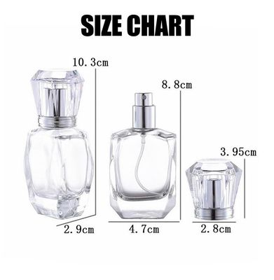 30ML1oz Empty Clear Glass Perfume Spray Bottle with Crystal Lid Portable Cosmetic Travel Container Jars Vial Fragrance Fine Mist Spray Bottle Perfume Dispenser