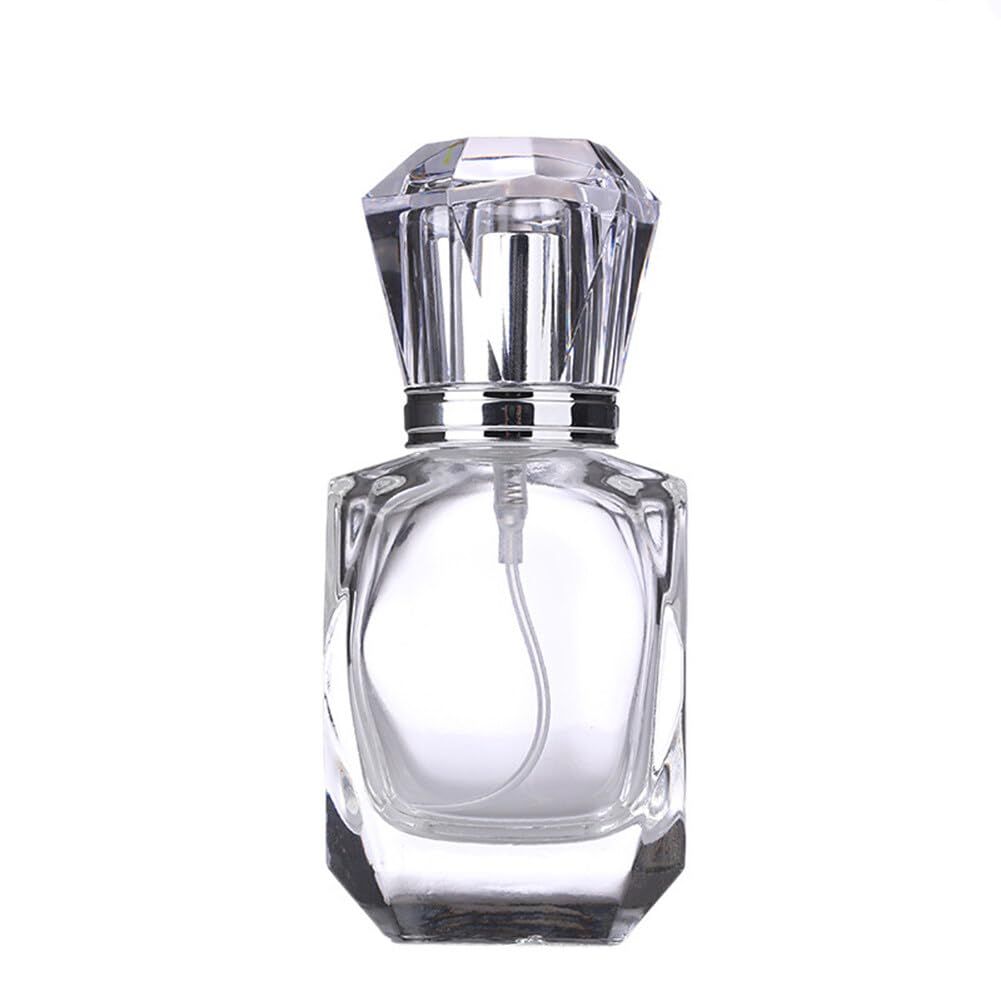 30ML1oz Empty Clear Glass Perfume Spray Bottle with Crystal Lid Portable Cosmetic Travel Container Jars Vial Fragrance Fine Mist Spray Bottle Perfume Dispenser