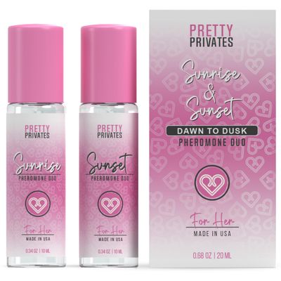 Pretty Privates Sunrise and Sunset Roll On Pheromones Perfumes For Women Attract Men - Long Lasting Women Pheromone Perfume Bundle - Enhance Charm Confidence Fragrance Set of 2-0.34 oz (10 mL)