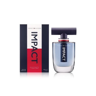 Tommy Hilfiger Impact Men 3.4oz EDT Spray, 4ml (Mini) Travel Spray 2 Pc Gift Set