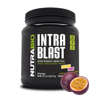 NutraBio Intra Blast BCAA EAA Electrolyte and Hydration Powder - Amino Acid Supplement, EAABCAA Powder - Non-GMO and Gluten Free - Passion Fruit - 30 Servings