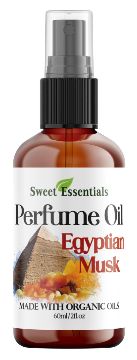 Sweet Essentials EGYPTIAN MUSK Perfume Oil, Made with Organic Oils, 2oz, Spray on Perfume Hair Body Oil - Alcohol, Silicone Preservative Free