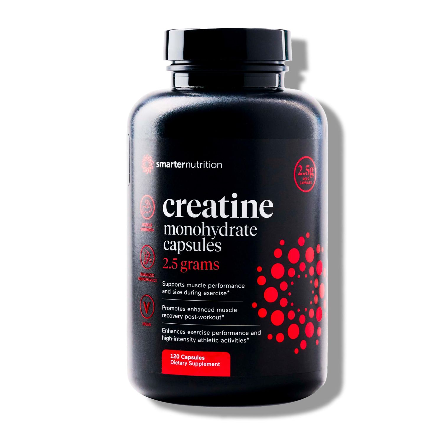 Smarter Nutrition Creatine Monohydrate Pills with 2500mg (2.5g) Per Serving, Vegan Capsules - Pre Post Workout Recovery Support, Promotes Muscle Mass . Endurance - 120 Count60-Day Supply