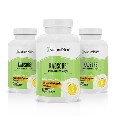 NaturalSlim Natural Potassium Citrate Gluconate 99 mg - Kadsorb Supports Electrolyte Balance Normal pH - Absorbable Potassium Supplements with Essential Minerals - Non GMO 400 Capsules 3 Pack
