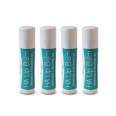 Hyalogic HA Lip Balm - Hyaluronic Acid Organic, Natural Coconut Oil - Soothes Dry, Chapped Lips - Plumping, Moisturizing Nourishing - Unflavored - Fragrance Dye Free - 4.25g - 4 Sticks