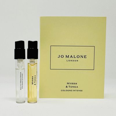 Jo Malone London Scent pairing Duo Myrrh Tonka and Velvetrose Oud Cologne Intense Sample Vial 0.05oz 1.5ml ea