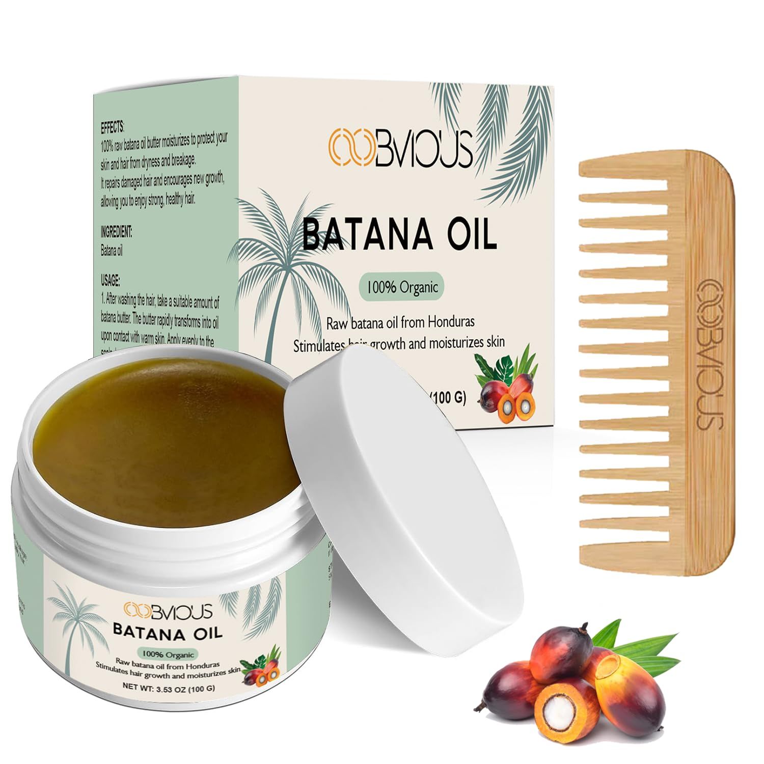 Batana Oil - Natural Hair Mask Moisturizer for Deep Hydration, Hair Growth Improved Texture - Non-Greasy with Elegant Coffee Scent (3.53 Oz)
