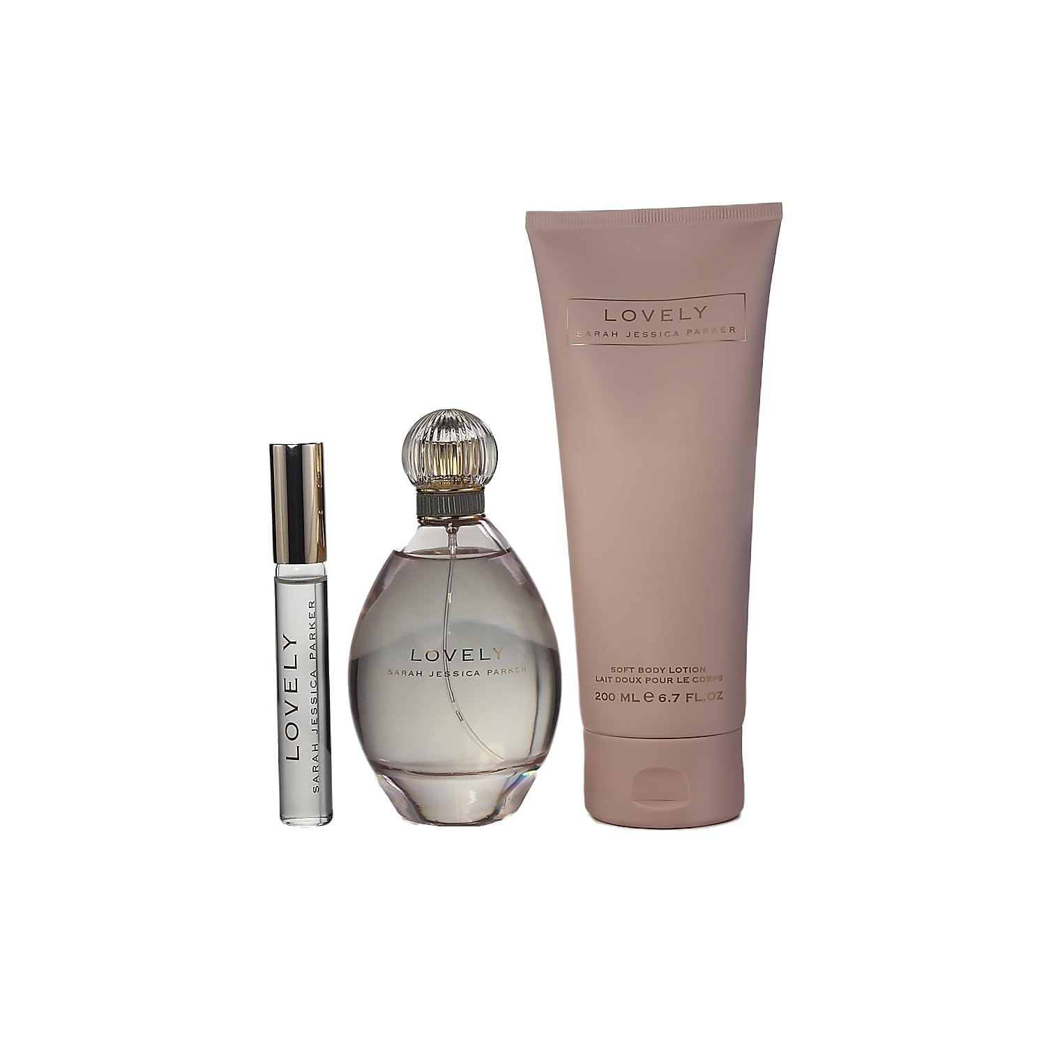 Sarah Jessica Parker Lovely 3 Pc. Gift Set (EDP Spray 3.4 Oz Rollerball 0.34 oz BL 6.7 Oz Eau De Parfum) for Women (I0019234)