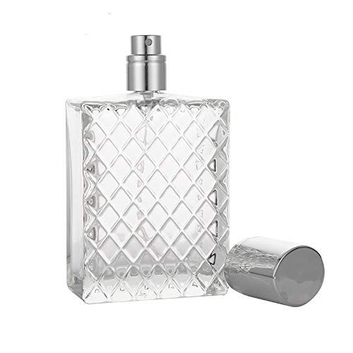 1PCS 100ml3.4Oz Clear Glass Fine Mist Atomizer,Portable Square Refillable Empty Perfume Essential Oils Spray Bottle Travel Atomizer Dispenser Fragrance Bottle