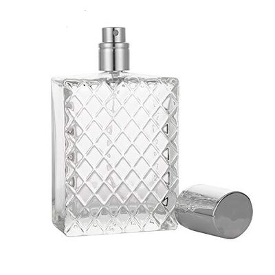 1PCS 100ml3.4Oz Clear Glass Fine Mist Atomizer,Portable Square Refillable Empty Perfume Essential Oils Spray Bottle Travel Atomizer Dispenser Fragrance Bottle