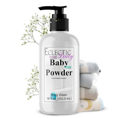 Eclectic Lady Liquid Pearl Body Wash - Baby Powder Scent 3-in-1 Use For Bubble Bath, Hand Soap Body Wash, Phthalate-Free Baby Powder Fragrance, Handcrafted in USA (16 oz)