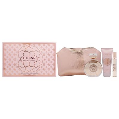 Guess Bella Vita Rosa for Women - 4 Pc Gift Set 3.4oz EDT Spray, 0.5oz EDT Travel spray, 3.4oz Body Lotion, Pouch