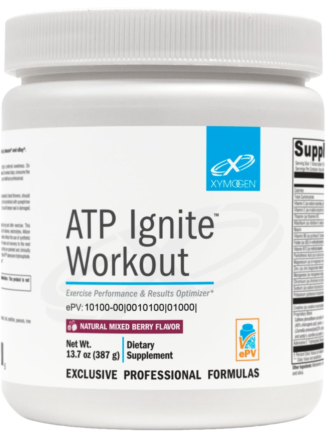 XYMOGEN ATP Ignite Workout Powder - Supports Performance, Recovery, Energy Electrolyte Replacement with Aminos, Vitamins, Electrolytes 95mg Caffeine - Mixed Berry Preworkout Drink Mix (13.7 oz)
