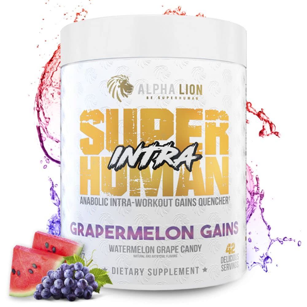 ALPHA LION Superhuman Intra Workout Powder for Men Women, Amino Acids Drink, Muscle Recovery Supplement, BCAA Powder, Electrolytes Hydration Mix (42 Servings, Watermelon Grape Candy Flavor)