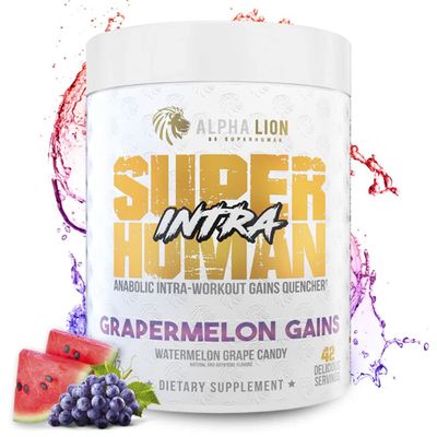 ALPHA LION Superhuman Intra Workout Powder for Men Women, Amino Acids Drink, Muscle Recovery Supplement, BCAA Powder, Electrolytes Hydration Mix (42 Servings, Watermelon Grape Candy Flavor)