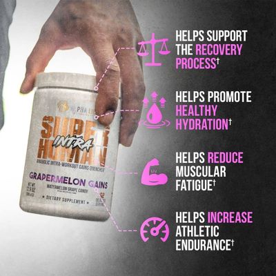 ALPHA LION Superhuman Intra Workout Powder for Men Women, Amino Acids Drink, Muscle Recovery Supplement, BCAA Powder, Electrolytes Hydration Mix (42 Servings, Watermelon Grape Candy Flavor)