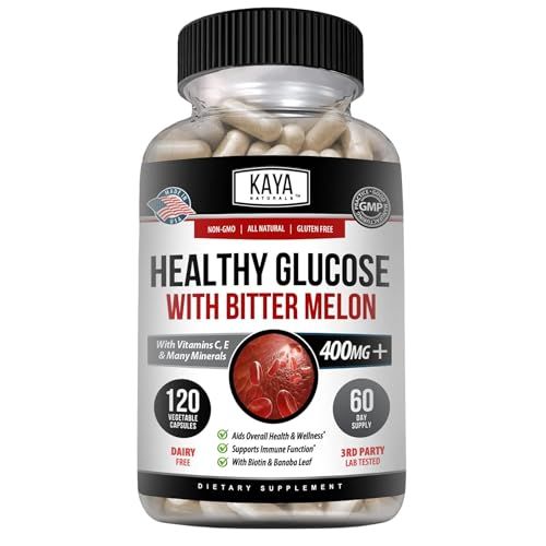 Kaya Naturals Healthy Gluco with Bittermelon Supplement Support Healthy Levels and Function, 20 Herbs Vitamins and Minerals, Alpha Lipoic Acide, Cinnamon, Vitamin C E, Non-GMO (120 Count)