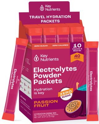 KEY NUTRIENTS Multivitamin Electrolytes Powder Packets - Delicious Passion Fruit 40 Pack Hydration Packets - Travel Hydration Powder - No Sugar, No Calories, Gluten Free - Made in USA