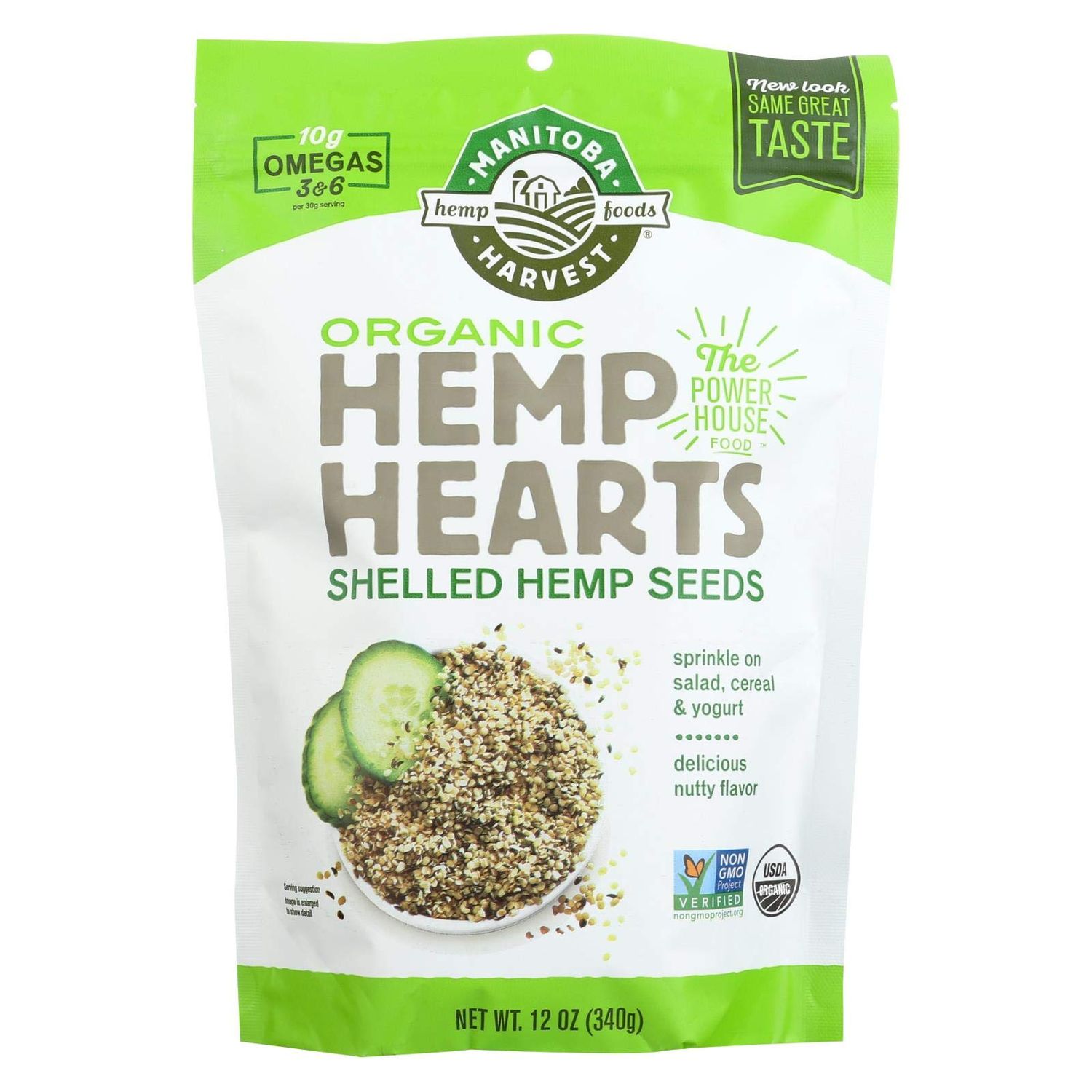 2 Pack of Manitoba Harvest Certified Organic Hemp Hearts Shelled Hemp Seed - 12 oz - 95 Organic -