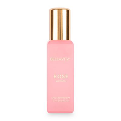 BellaVita Luxury ROSE Eau De Parfum Travel Size Edition 20 ml Long-Lasting French Perfume with Amber Vanilla, Black Currant, Rose Jasmine Sweet Floral Womens Perfume Mini Vanilla Perfume