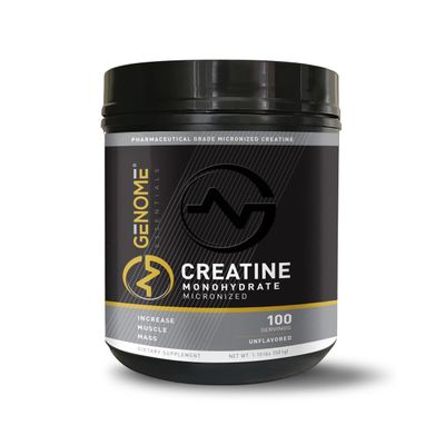 GENOME ESSENTIALS Premium Creatine Monohydrate, 100 Pure Micronized Powder, Muscle Growth Recovery,Keto Vegan-Friendly, Non-GMO, Gluten-Free, Unflavored,100 Servings