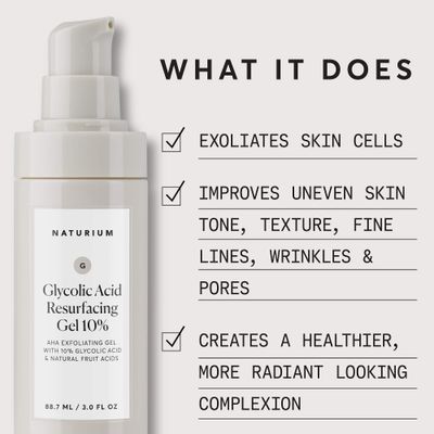 Naturium Glycolic Acid Resurfacing Gel 10, AHA Exfoliating Gel with Natural Fruit Acids, 3.0 oz