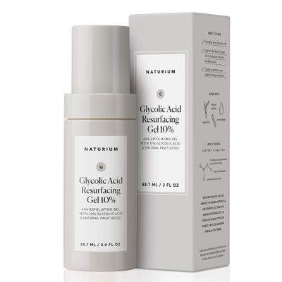 Naturium Glycolic Acid Resurfacing Gel 10, AHA Exfoliating Gel with Natural Fruit Acids, 3.0 oz