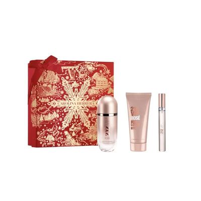 Carolina Herrera 212 Vip Rose 3-Piece Gift Set for Women (2.7 Oz Eau De Parfum Spray 3.4 Oz Body Lotion 0.33 Oz Eau De Parfum Spray Mini)